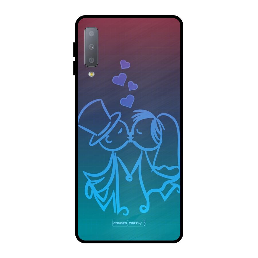 Cute Love Metal Back Case for Galaxy A7 (2018)