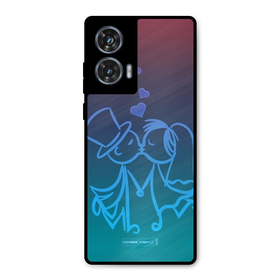 Cute Love Metal Back Case for Motorola Edge 50 Fusion
