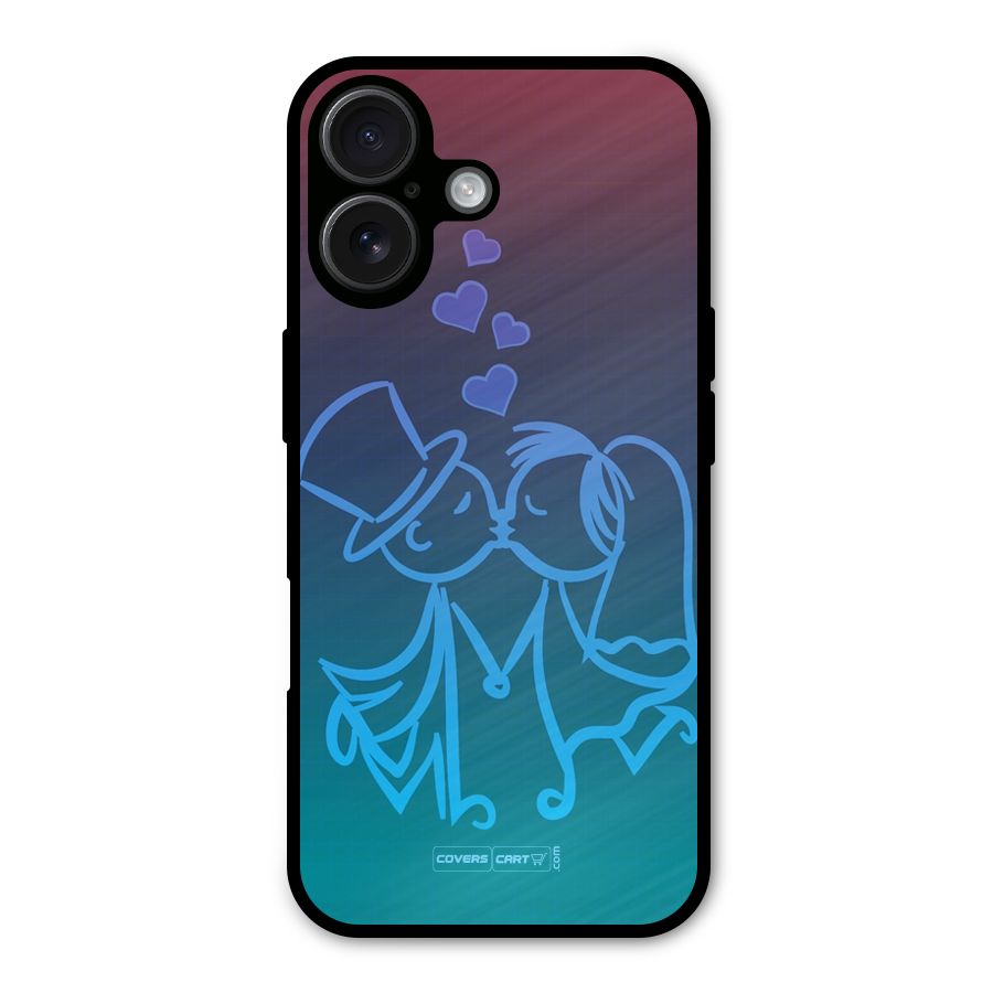Cute Love Metal Back Case for iPhone 16