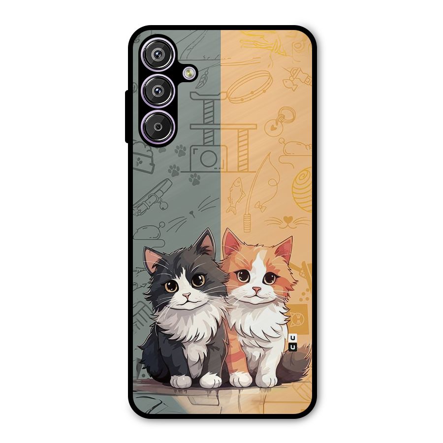 Cute Lovely Cats Metal Back Case for Galaxy F15