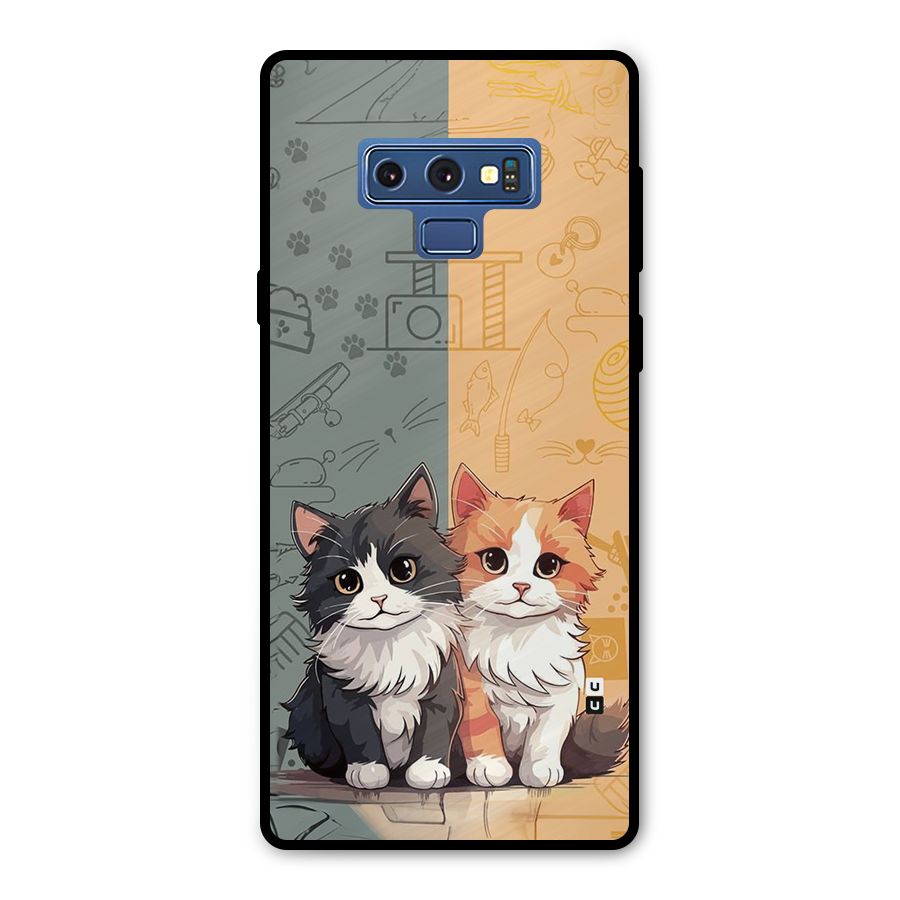 Cute Lovely Cats Metal Back Case for Galaxy Note 9