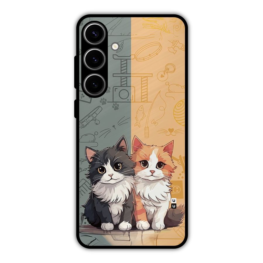 Cute Lovely Cats Metal Back Case for Galaxy S24 Plus