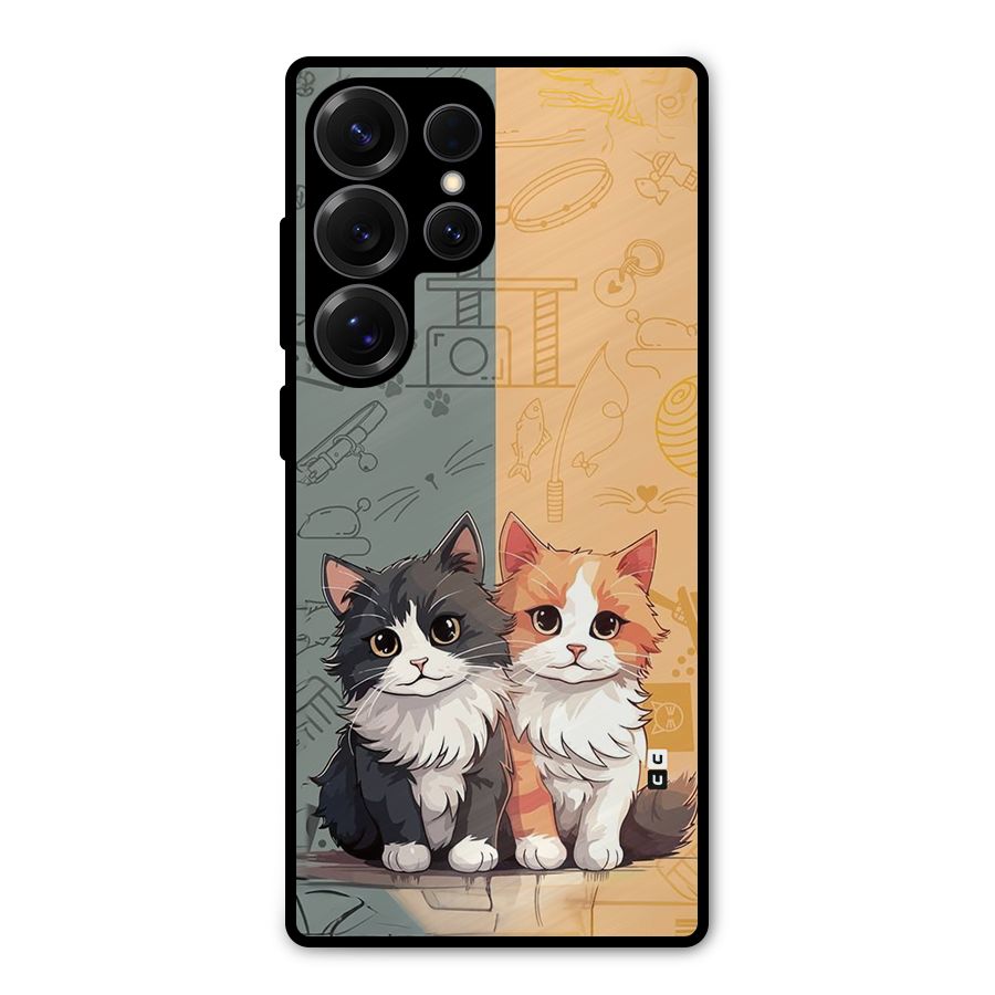 Cute Lovely Cats Metal Back Case for Galaxy S25 Ultra