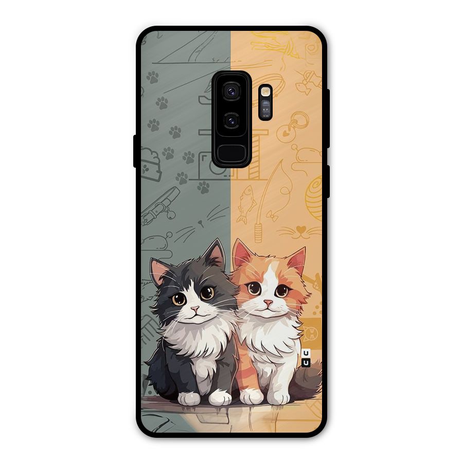 Cute Lovely Cats Metal Back Case for Galaxy S9 Plus