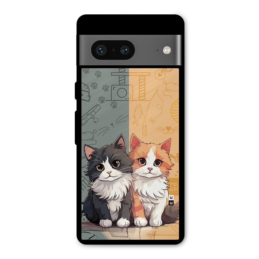 Cute Lovely Cats Metal Back Case for Google Pixel 7