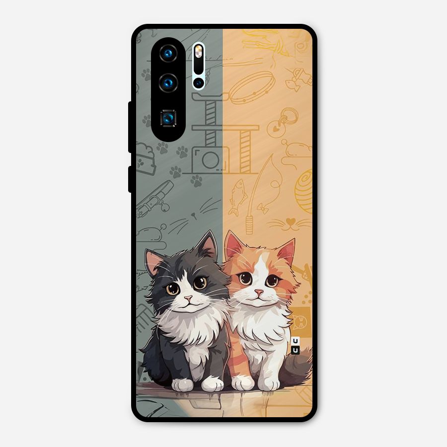 Cute Lovely Cats Metal Back Case for Huawei P30 Pro