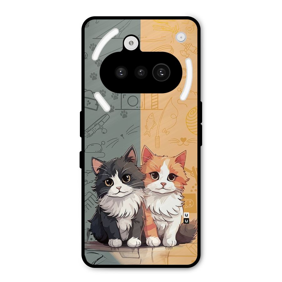 Cute Lovely Cats Metal Back Case for Nothing Phone 3a