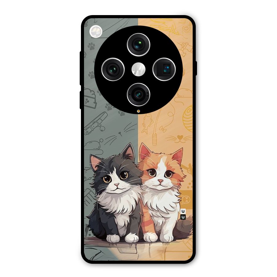 Cute Lovely Cats Metal Back Case for Oppo Find X8 Pro