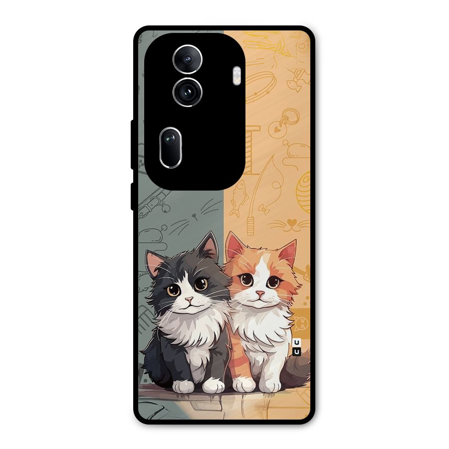 Cute Lovely Cats Metal Back Case for Oppo Reno11 Pro 5G
