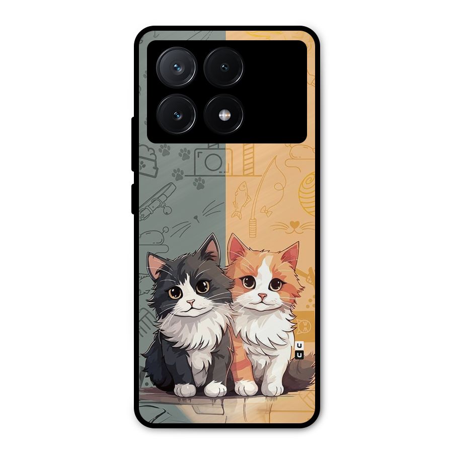 Cute Lovely Cats Metal Back Case for Poco X6 Pro
