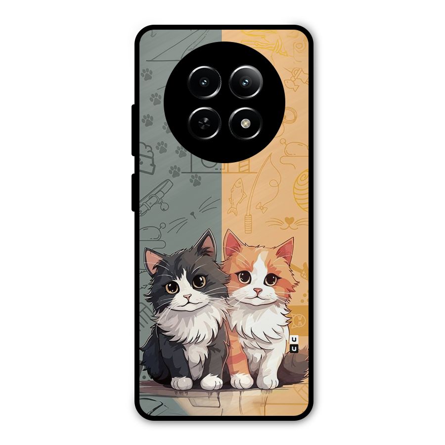 Cute Lovely Cats Metal Back Case for Realme Narzo 70x 5G