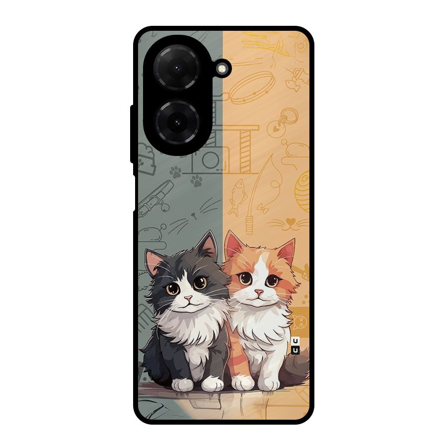 Cute Lovely Cats Metal Back Case for Redmi A5 4G