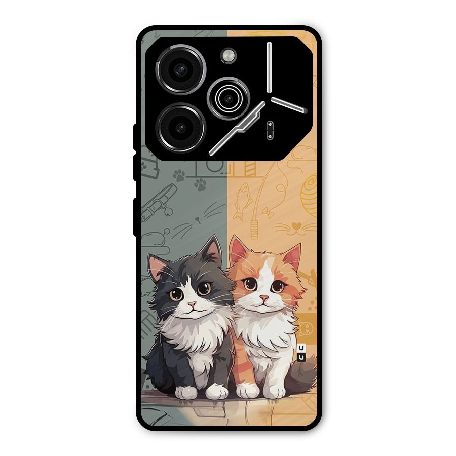 Cute Lovely Cats Metal Back Case for Tecno Pova 6 Pro