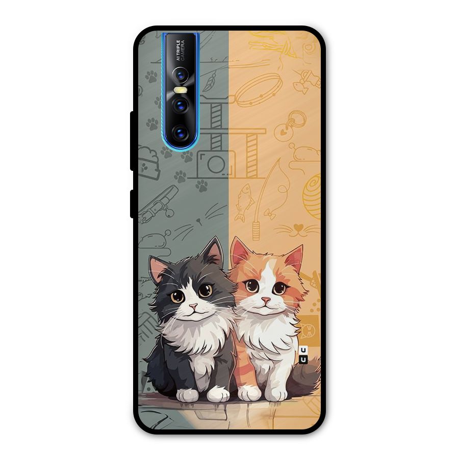 Cute Lovely Cats Metal Back Case for Vivo V15 Pro