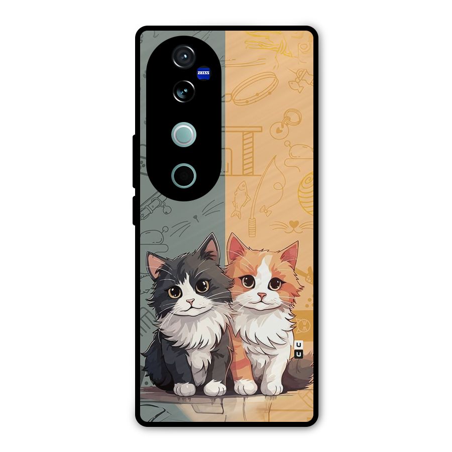 Cute Lovely Cats Metal Back Case for Vivo V40