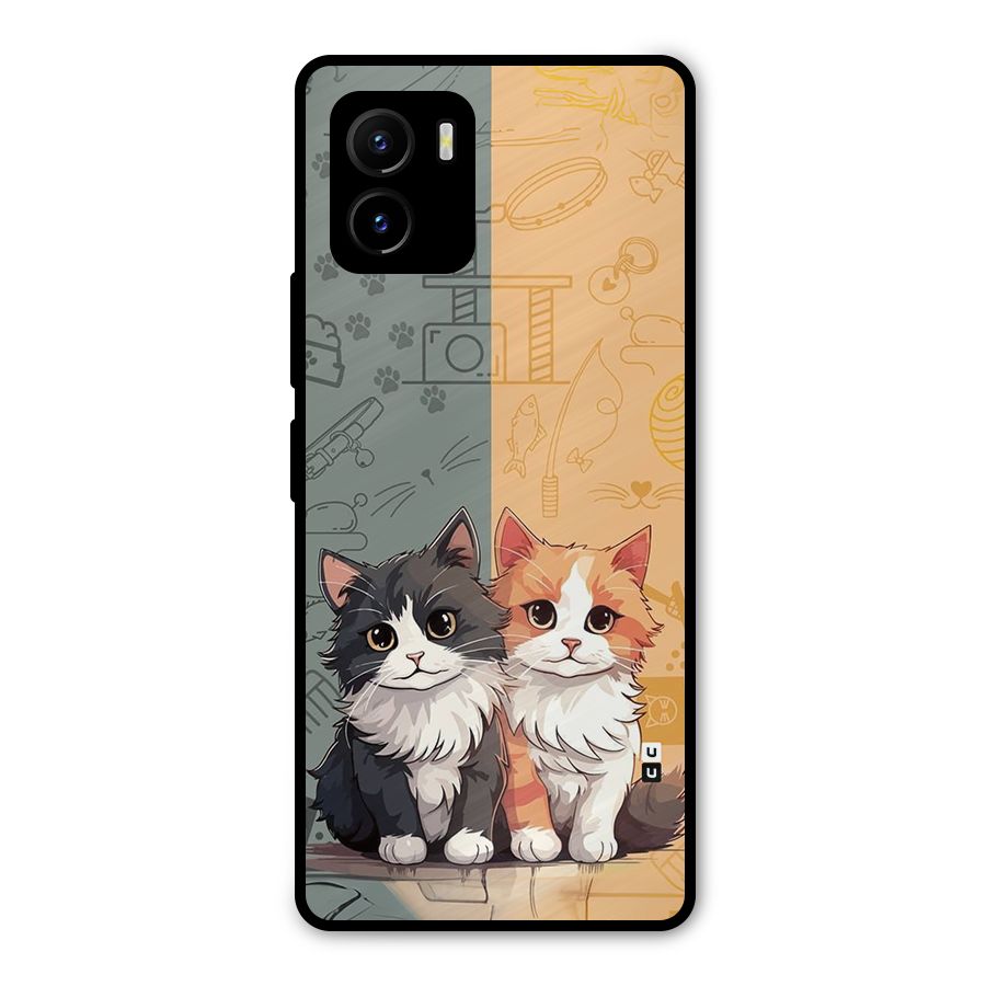 Cute Lovely Cats Metal Back Case for Vivo Y15s
