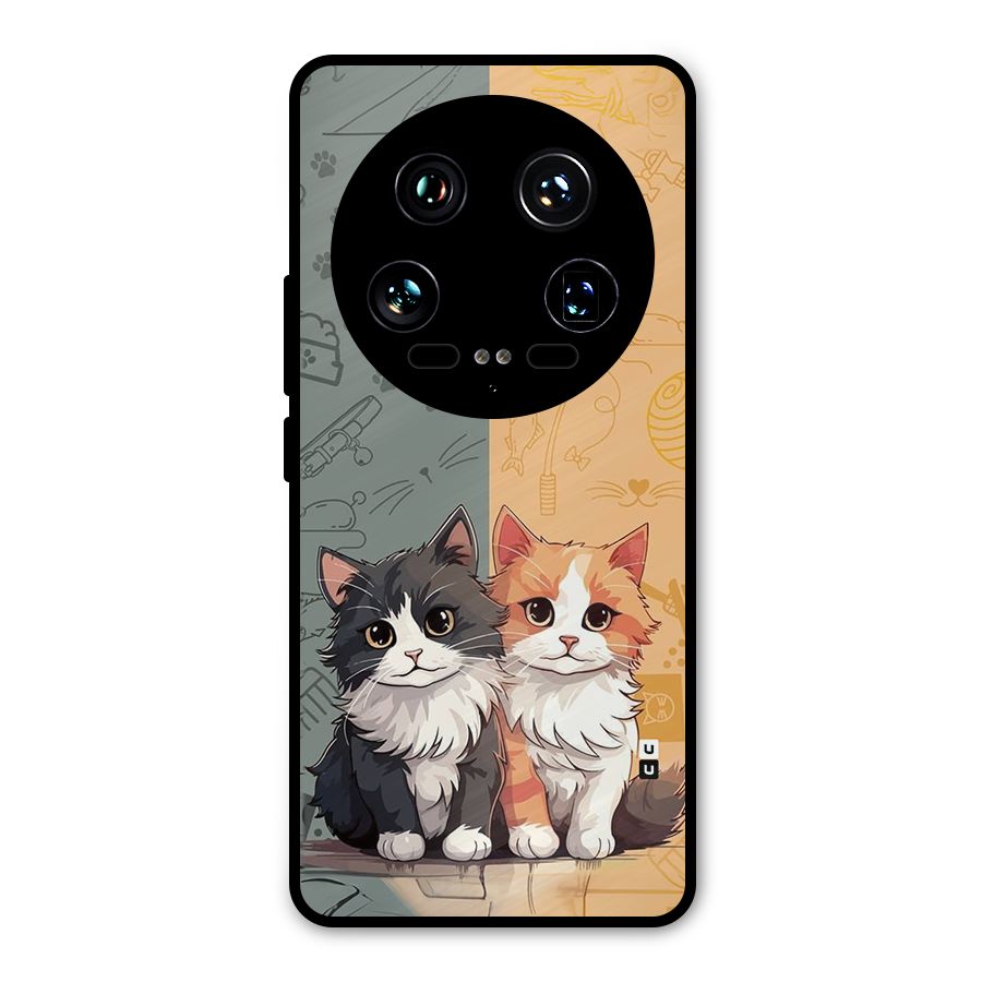 Cute Lovely Cats Metal Back Case for Xiaomi 14 Ultra