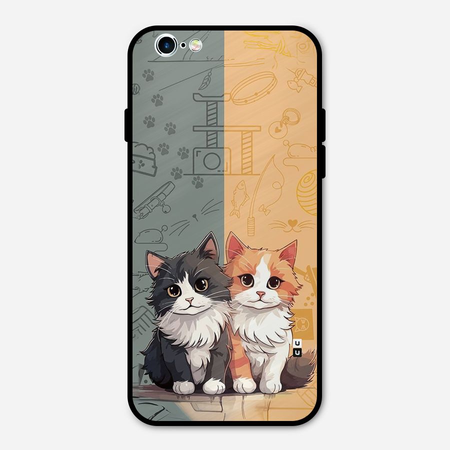 Cute Lovely Cats Metal Back Case for iPhone 6 6s