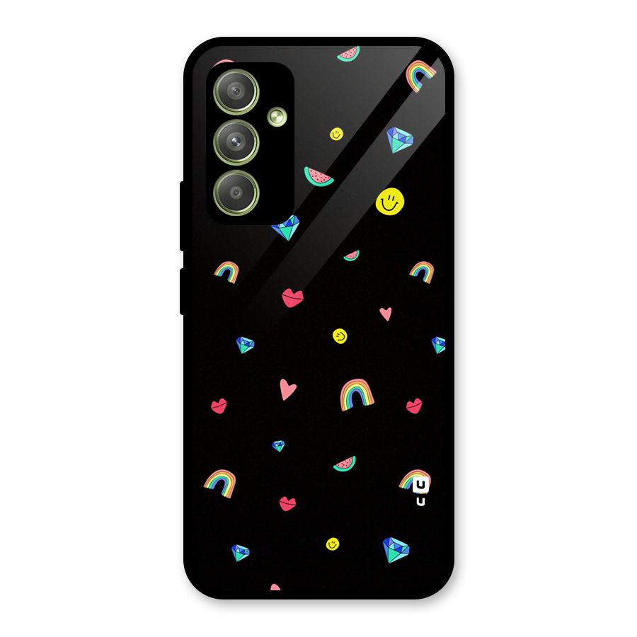 Cute Multicolor Shapes Glass Back Case for Galaxy A54