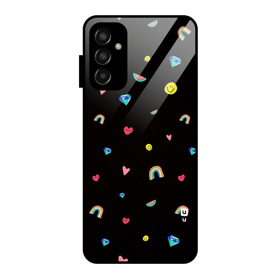 Cute Multicolor Shapes Glass Back Case for Galaxy F13