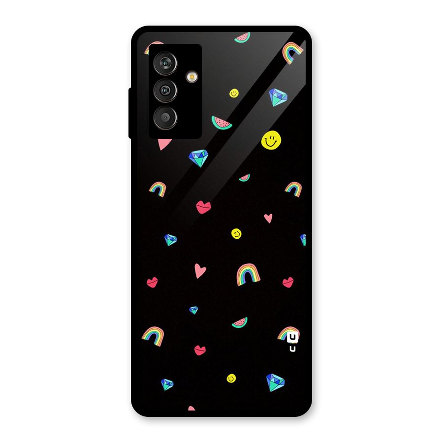 Cute Multicolor Shapes Glass Back Case for Galaxy M13