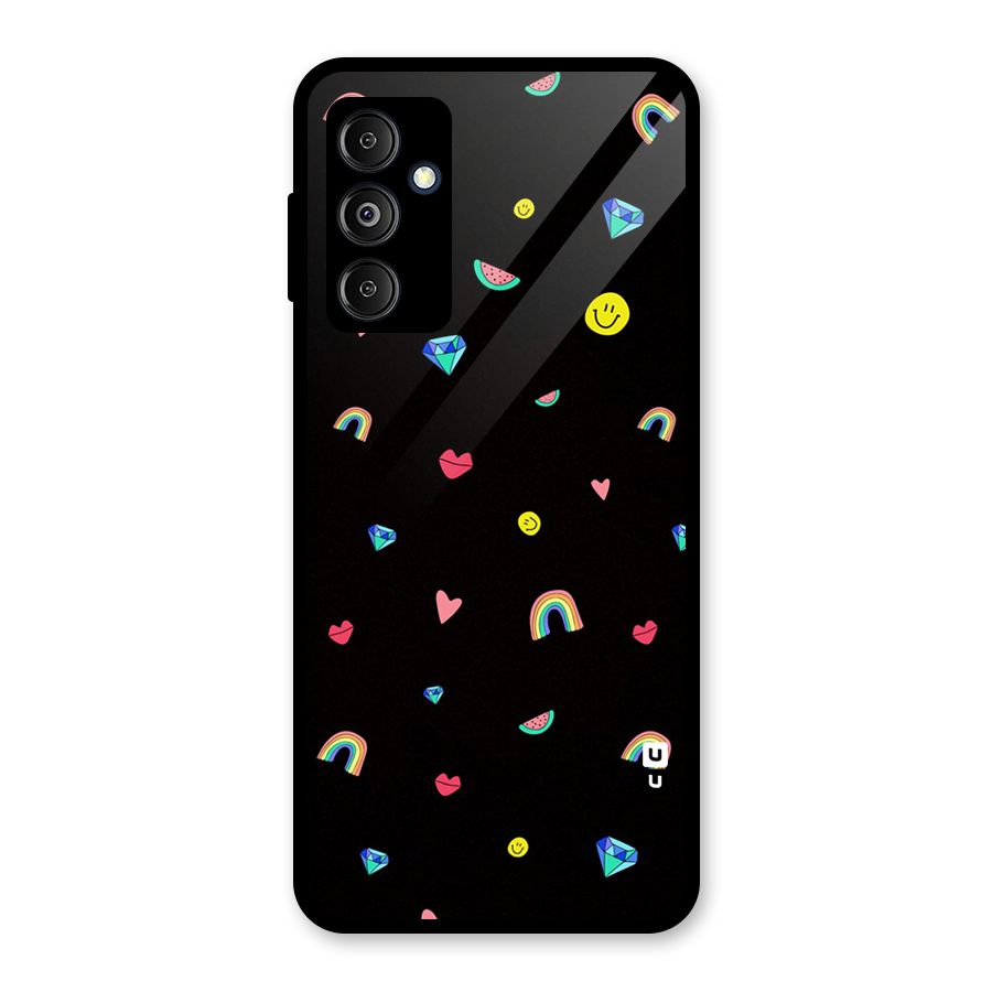 Cute Multicolor Shapes Glass Back Case for Galaxy M14 5G