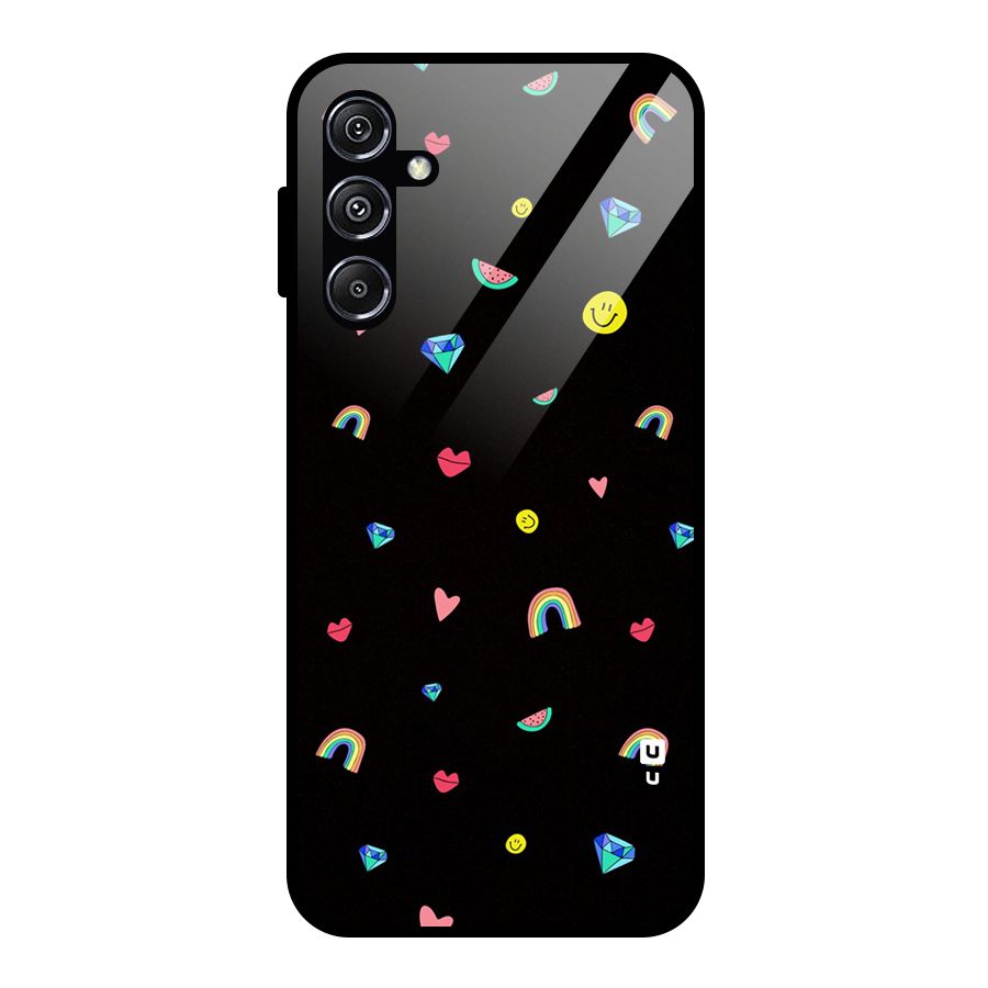 Cute Multicolor Shapes Glass Back Case for Galaxy M34 5G