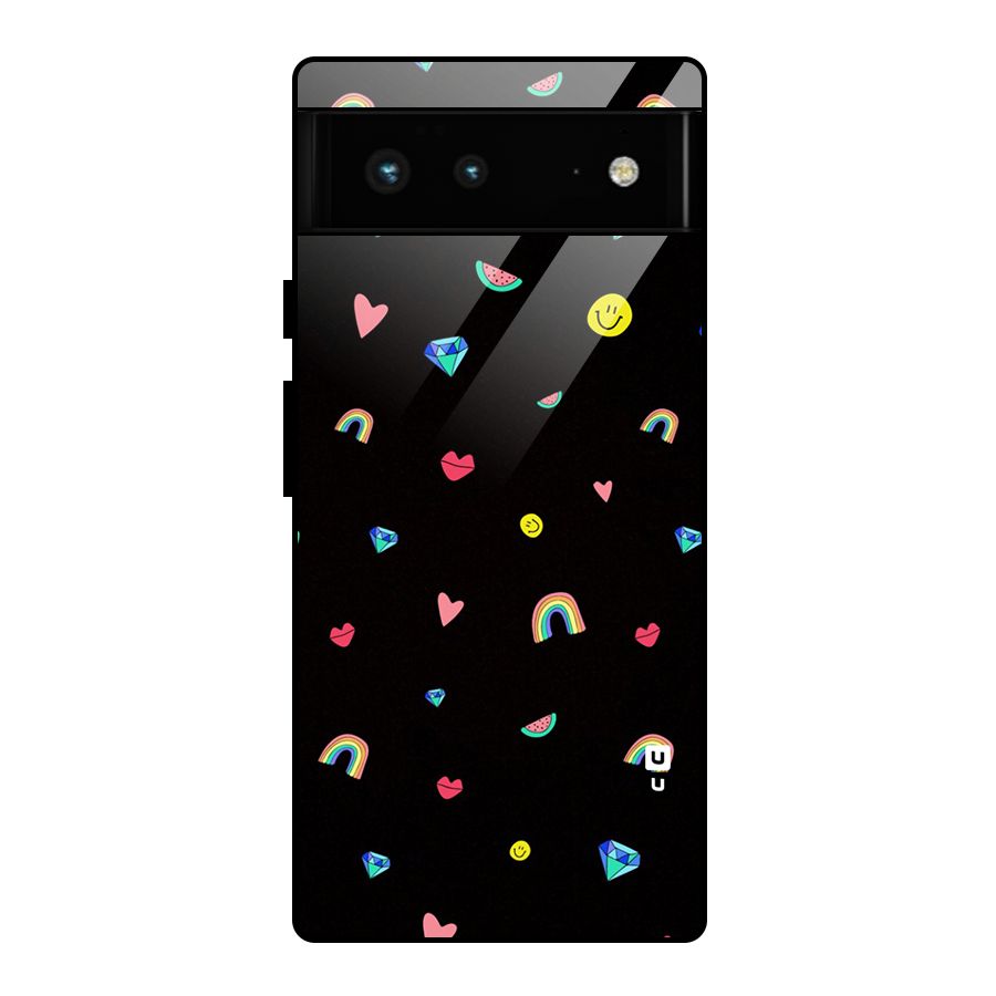 Cute Multicolor Shapes Glass Back Case for Google Pixel 6