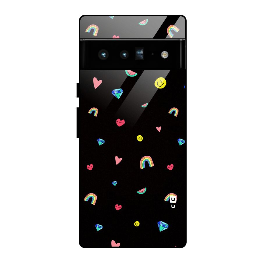 Cute Multicolor Shapes Glass Back Case for Google Pixel 6 Pro