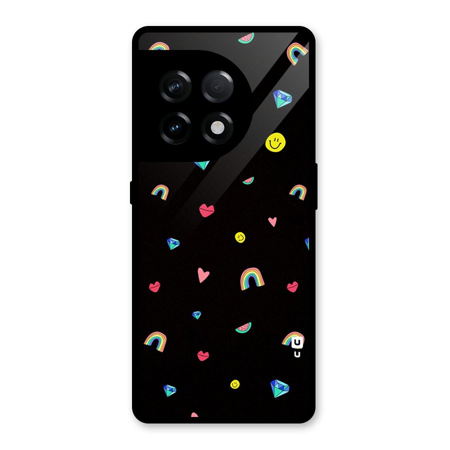 Cute Multicolor Shapes Glass Back Case for OnePlus 11R
