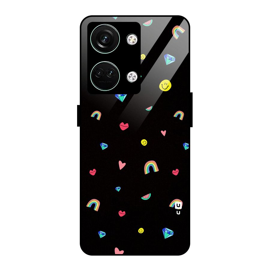 Cute Multicolor Shapes Glass Back Case for Oneplus Nord 3