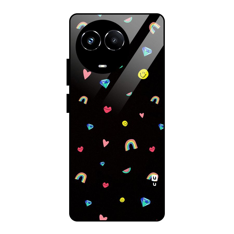 Cute Multicolor Shapes Glass Back Case for Realme 11X