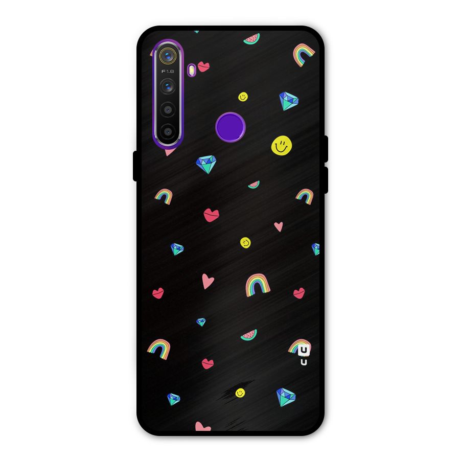 Cute Multicolor Shapes Glass Back Case for Realme 5s