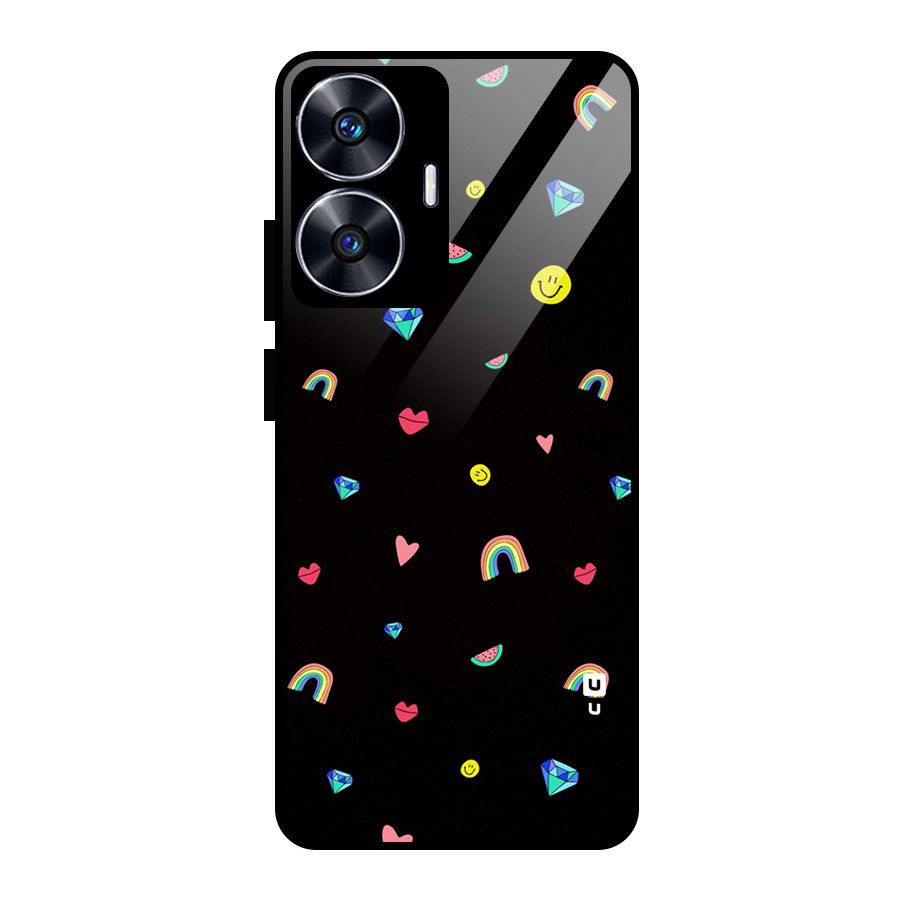 Cute Multicolor Shapes Glass Back Case for Realme Narzo N55
