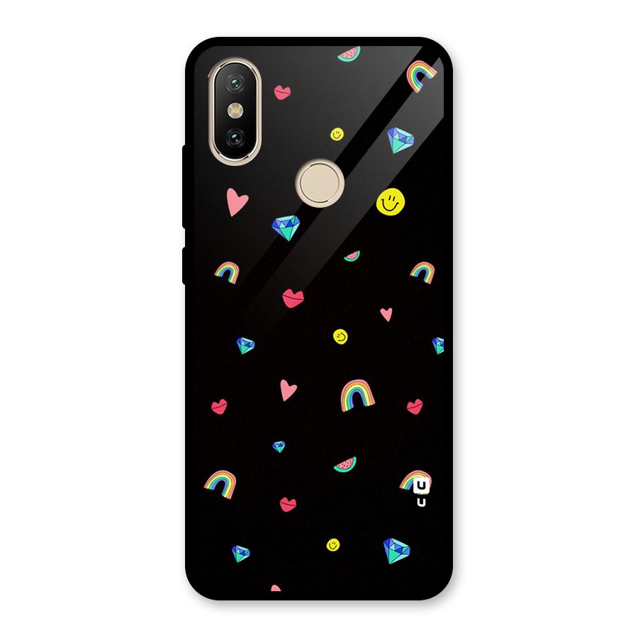 Cute Multicolor Shapes Glass Back Case for Redmi A2