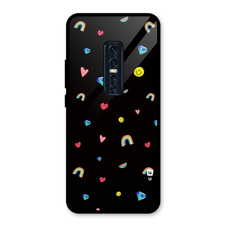 Cute Multicolor Shapes Glass Back Case for Vivo V17 Pro