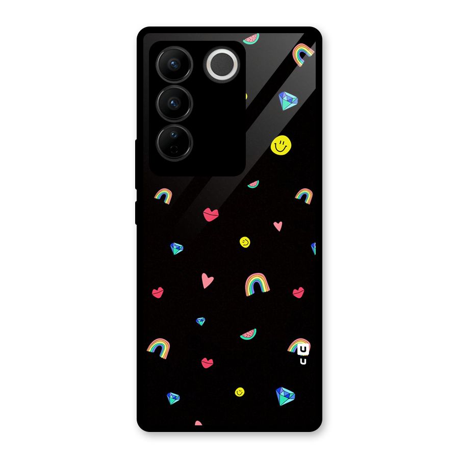 Cute Multicolor Shapes Glass Back Case for Vivo V27