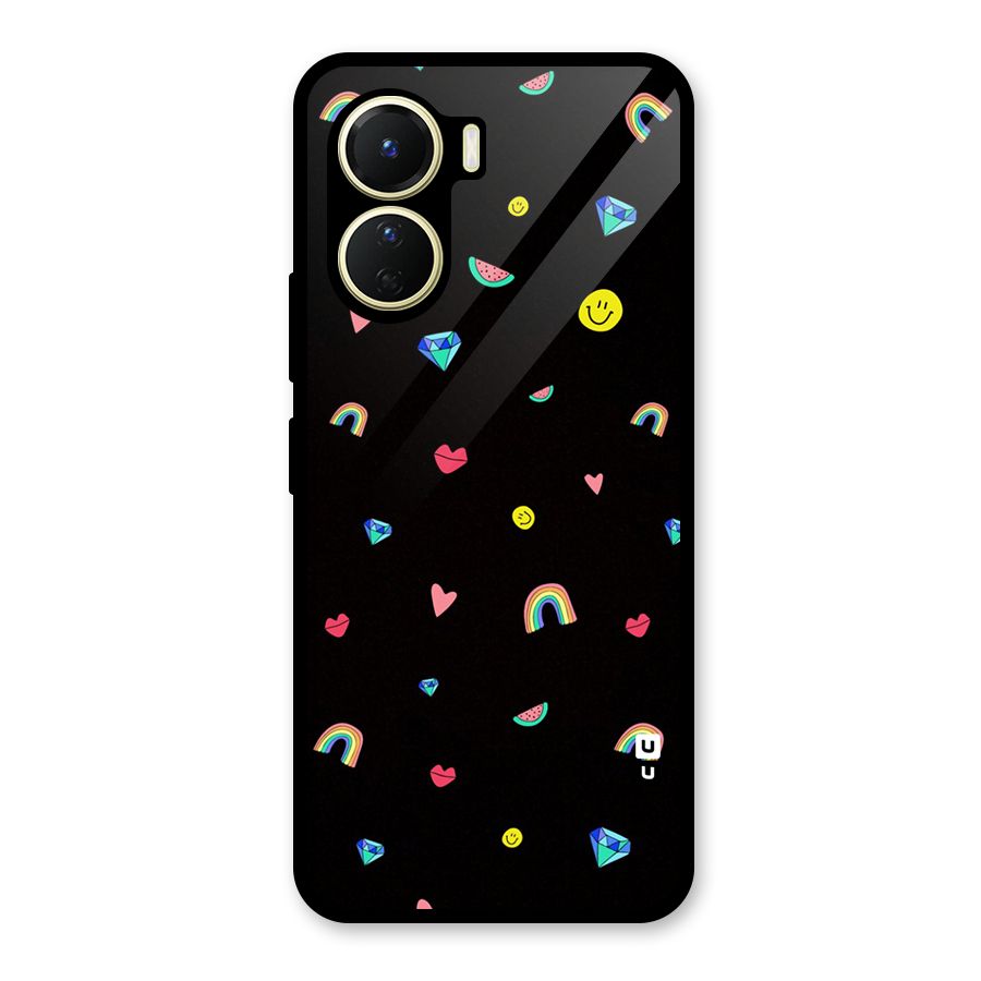 Cute Multicolor Shapes Glass Back Case for Vivo Y16