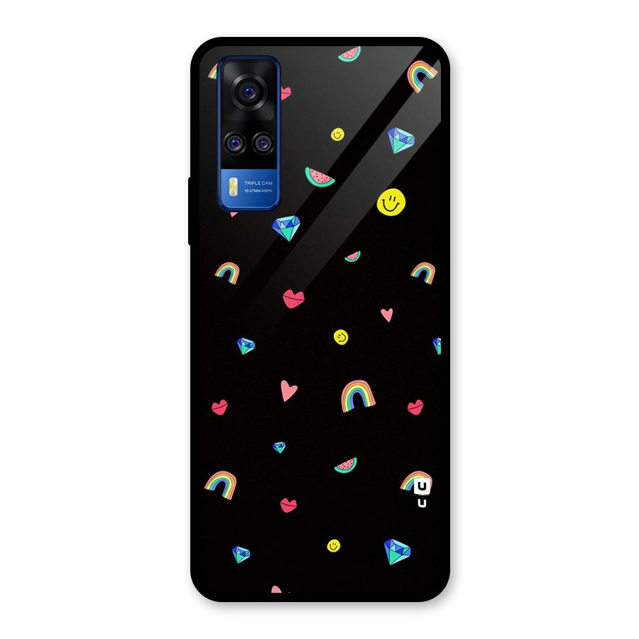 Cute Multicolor Shapes Glass Back Case for Vivo Y31