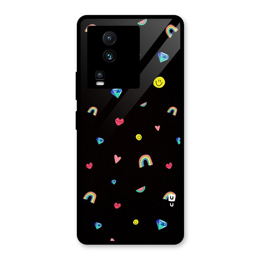 Cute Multicolor Shapes Glass Back Case for Vivo iQOO Neo 7