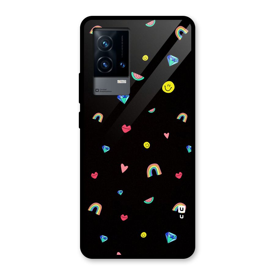 Cute Multicolor Shapes Glass Back Case for iQOO 9 5G
