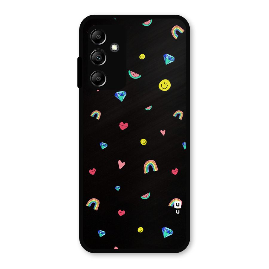 Cute Multicolor Shapes Metal Back Case for Galaxy A14 5G
