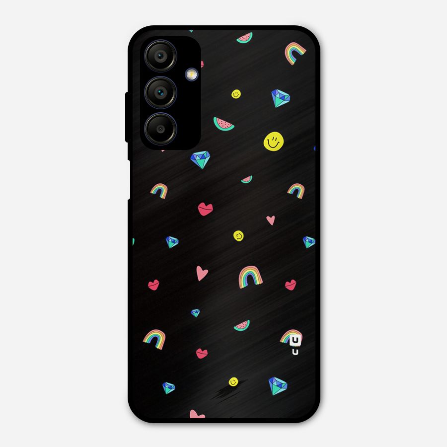 Cute Multicolor Shapes Metal Back Case for Galaxy A15 5G