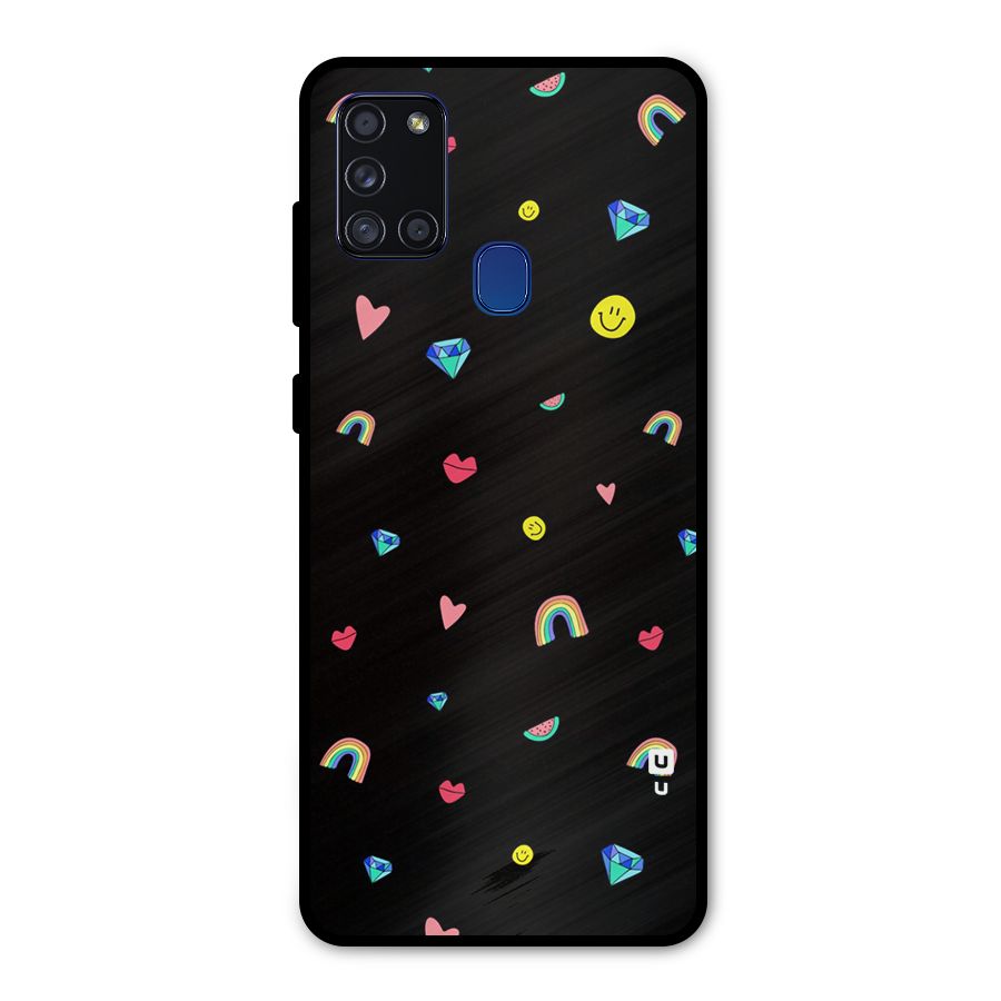 Cute Multicolor Shapes Metal Back Case for Galaxy A21s