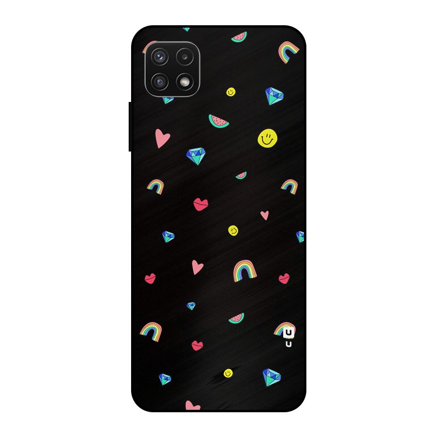Cute Multicolor Shapes Metal Back Case for Galaxy A22 5G
