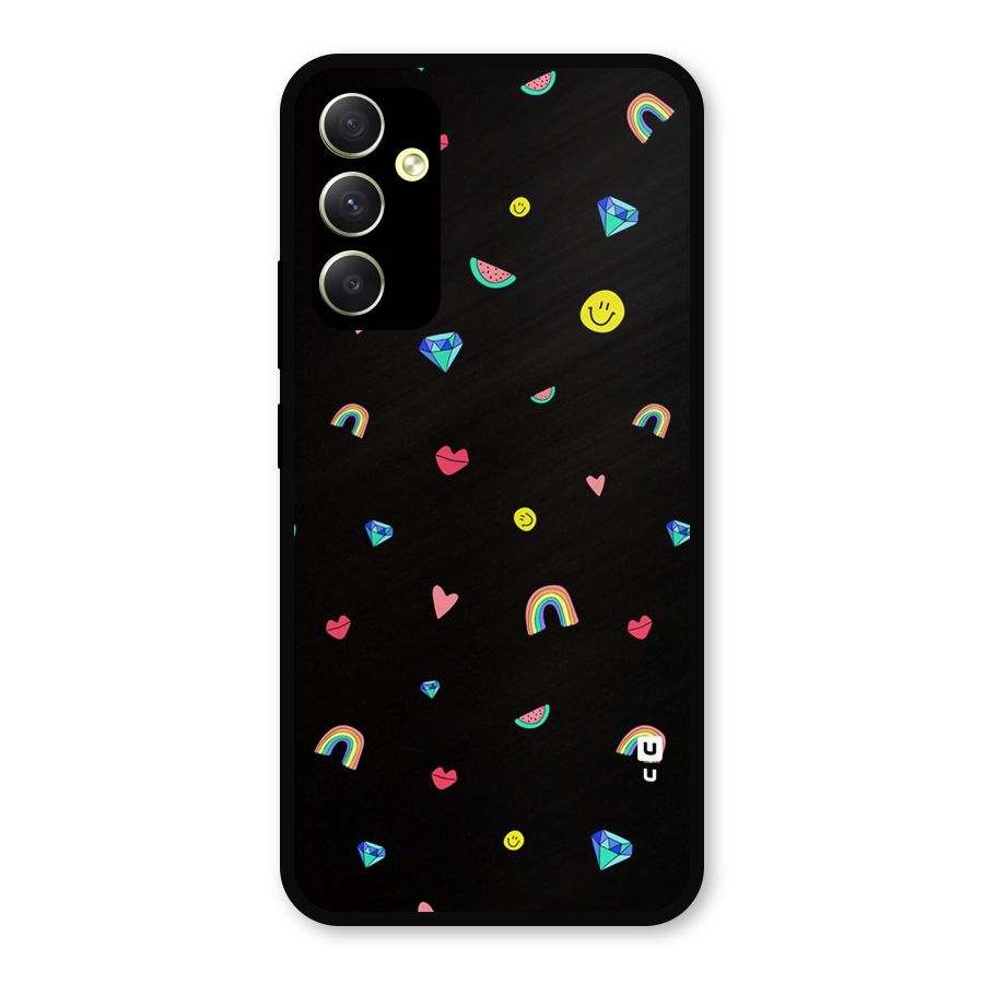 Cute Multicolor Shapes Metal Back Case for Galaxy A34