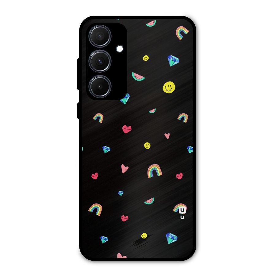 Cute Multicolor Shapes Metal Back Case for Galaxy A35