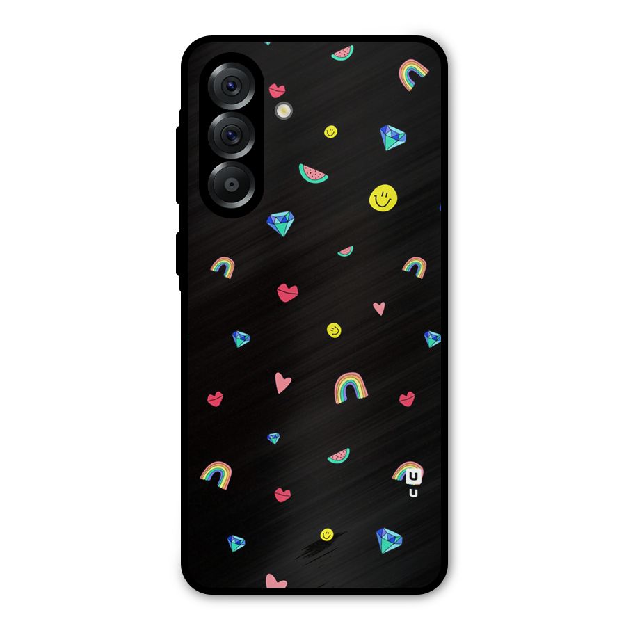 Cute Multicolor Shapes Metal Back Case for Galaxy A36