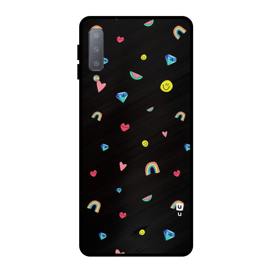 Cute Multicolor Shapes Metal Back Case for Galaxy A7 (2018)