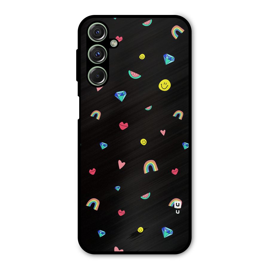 Cute Multicolor Shapes Metal Back Case for Galaxy F34